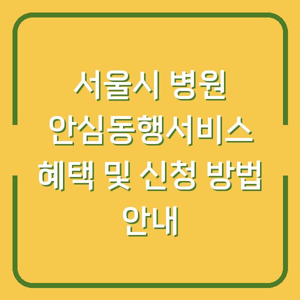 서울시 병원 안심동행서비스 혜택 및 신청 방법 안내