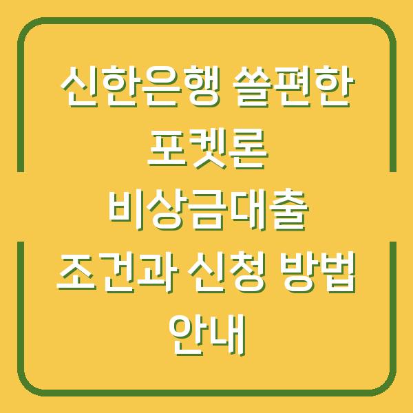 신한은행 쏠편한 포켓론 비상금대출 조건과 신청 방법 안내