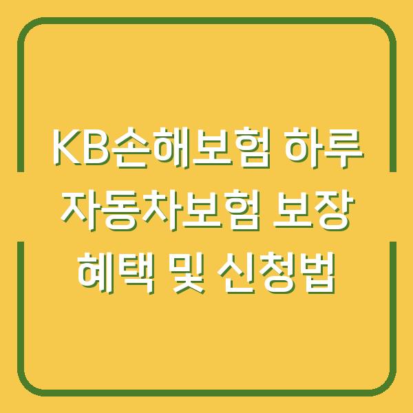 KB손해보험 하루 자동차보험 보장 혜택 및 신청법