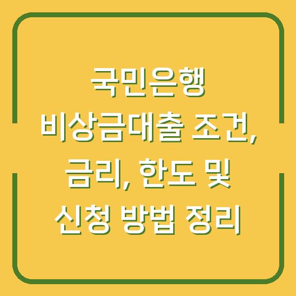 국민은행 비상금대출 조건, 금리, 한도 및 신청 방법 정리