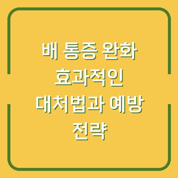 배 통증 완화 효과적인 대처법과 예방 전략