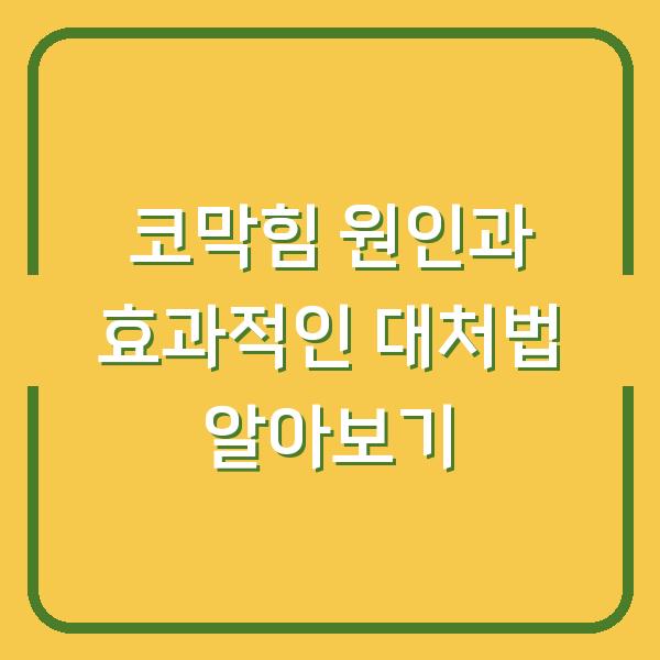 코막힘 원인과 효과적인 대처법 알아보기