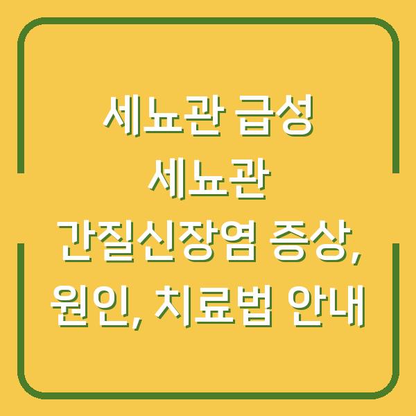 세뇨관 급성 세뇨관 간질신장염 증상, 원인, 치료법 안내