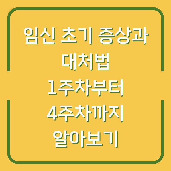 임신 초기 증상과 대처법 1주차부터 4주차까지 알아보기