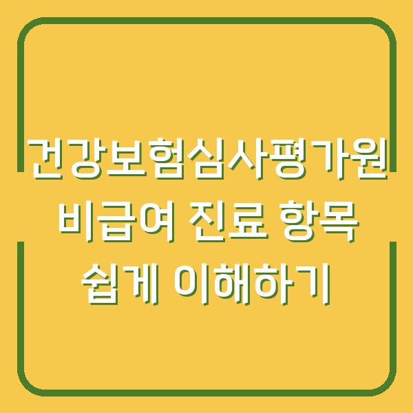 건강보험심사평가원 비급여 진료 항목 쉽게 이해하기