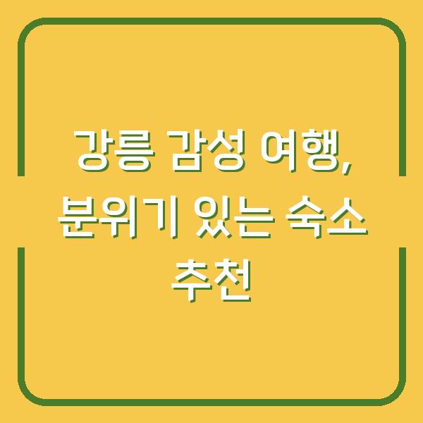 강릉 감성 여행, 분위기 있는 숙소 추천