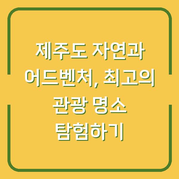 제주도 자연과 어드벤처, 최고의 관광 명소 탐험하기