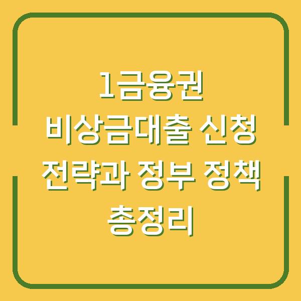 1금융권 비상금대출 신청 전략과 정부 정책 총정리