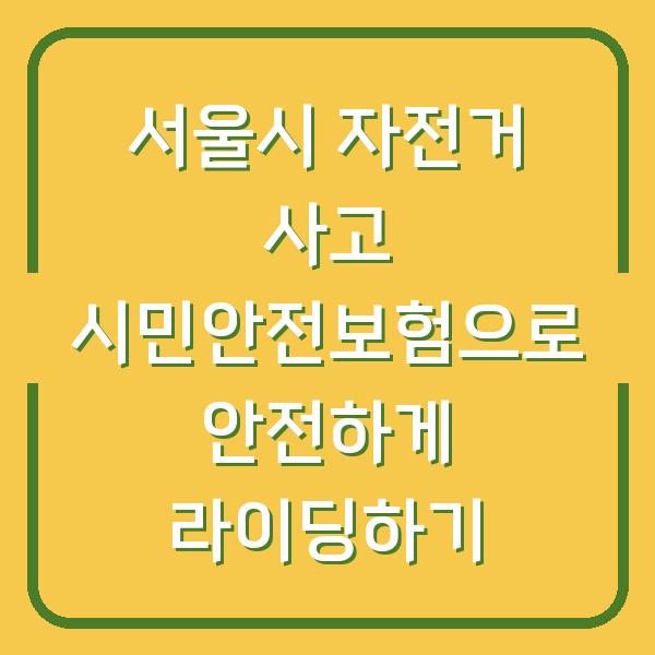 서울시 자전거 사고 시민안전보험으로 안전하게 라이딩하기