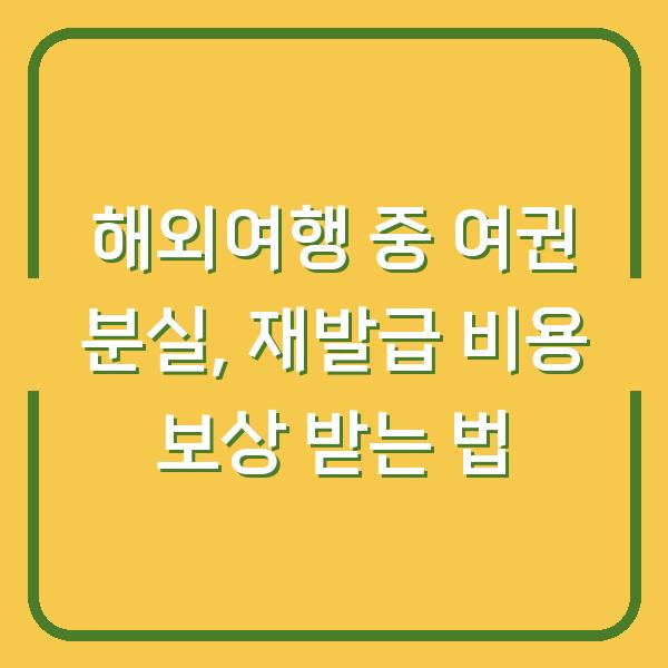 해외여행 중 여권 분실, 재발급 비용 보상 받는 법