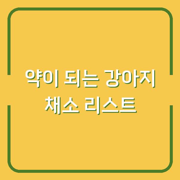 약이 되는 강아지 채소 리스트