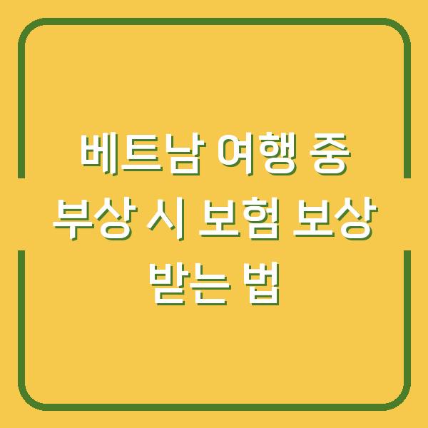 베트남 여행 중 부상 시 보험 보상 받는 법