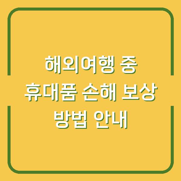 해외여행 중 휴대품 손해 보상 방법 안내