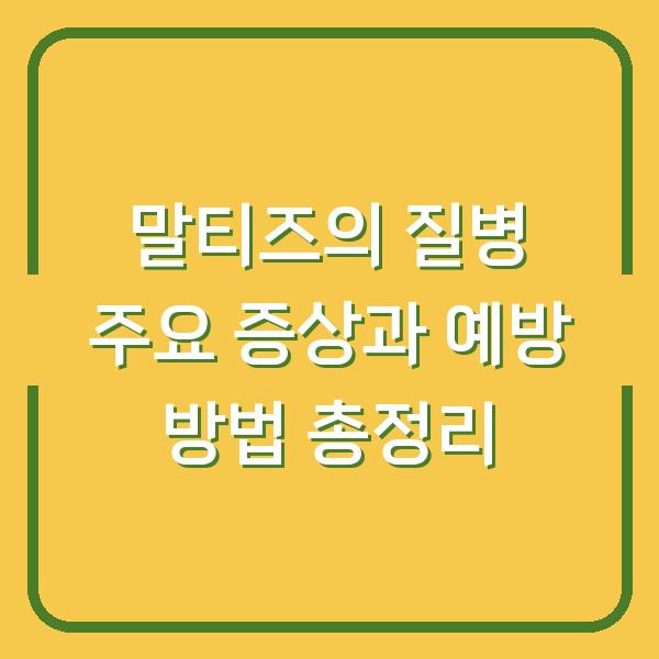 말티즈의 질병 주요 증상과 예방 방법 총정리