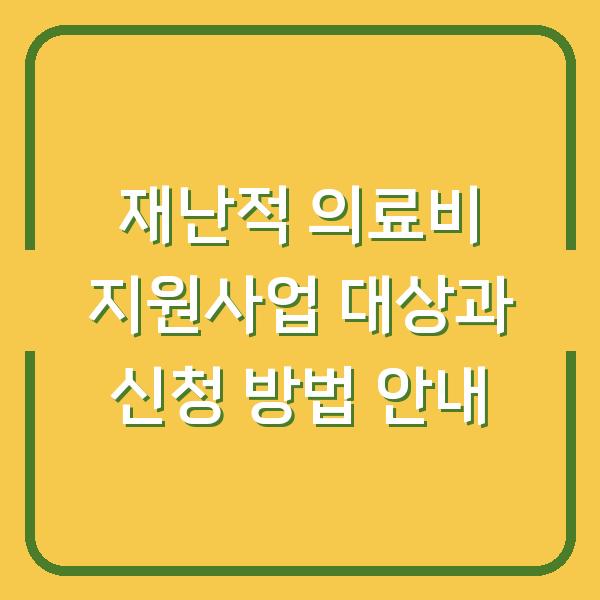 재난적 의료비 지원사업 대상과 신청 방법 안내