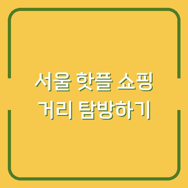 서울 핫플 쇼핑 거리 탐방하기