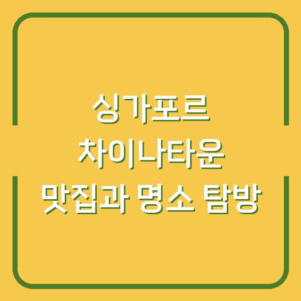 싱가포르 차이나타운 맛집과 명소 탐방