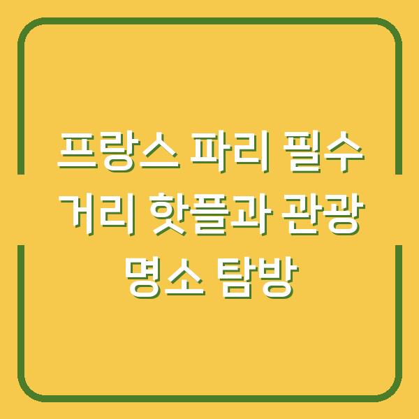 프랑스 파리 필수 거리 핫플과 관광 명소 탐방