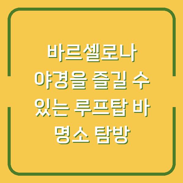 바르셀로나 야경을 즐길 수 있는 루프탑 바 명소 탐방