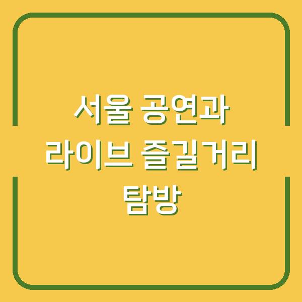 서울 공연과 라이브 즐길거리 탐방