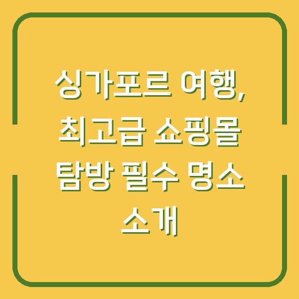 싱가포르 여행, 최고급 쇼핑몰 탐방 필수 명소 소개