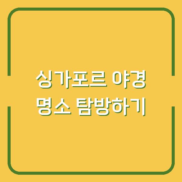 싱가포르 야경 명소 탐방하기