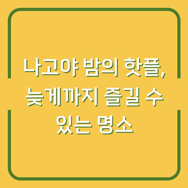 나고야 밤의 핫플, 늦게까지 즐길 수 있는 명소