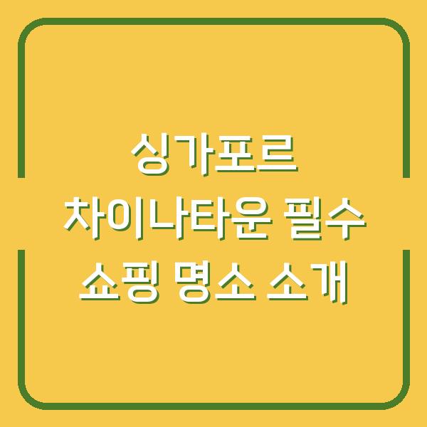 싱가포르 차이나타운 필수 쇼핑 명소 소개