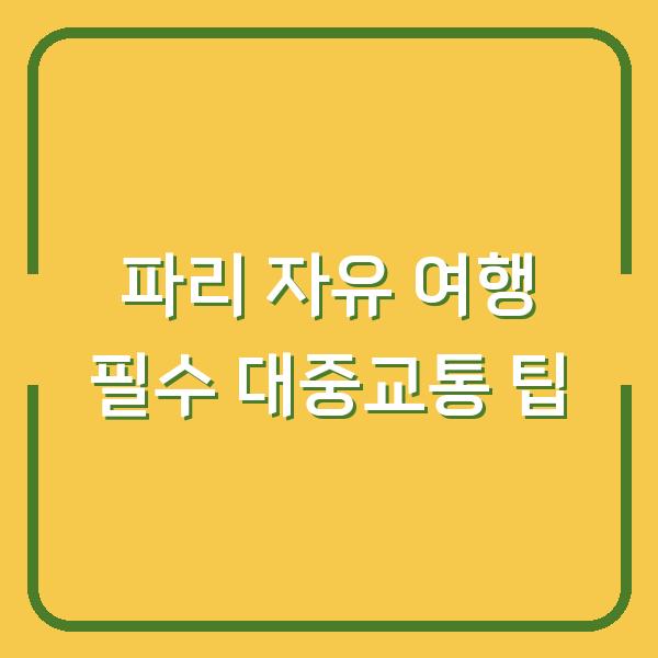 파리 자유 여행 필수 대중교통 팁