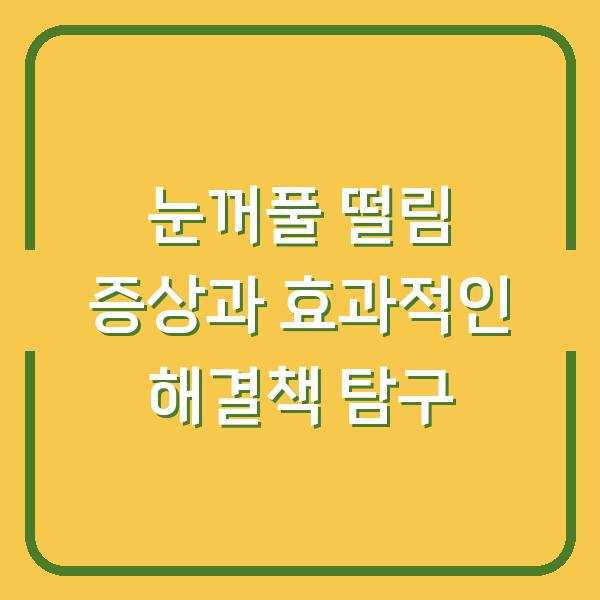 눈꺼풀 떨림 증상과 효과적인 해결책 탐구