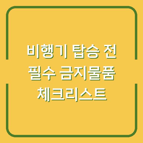 비행기 탑승 전 필수 금지물품 체크리스트