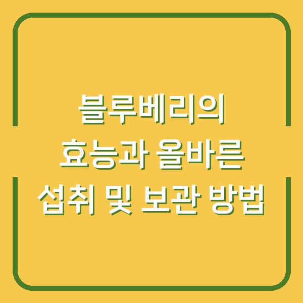 블루베리의 효능과 올바른 섭취 및 보관 방법