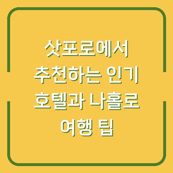 삿포로에서 추천하는 인기 호텔과 나홀로 여행 팁