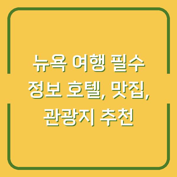 뉴욕 여행 필수 정보 호텔, 맛집, 관광지 추천