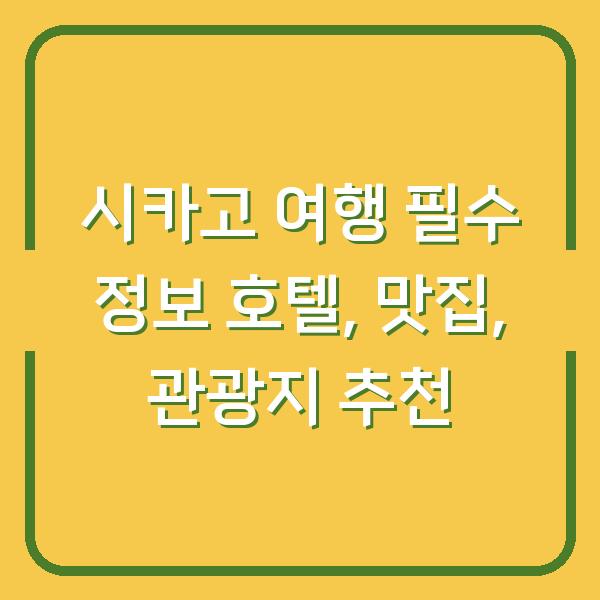 시카고 여행 필수 정보 호텔, 맛집, 관광지 추천