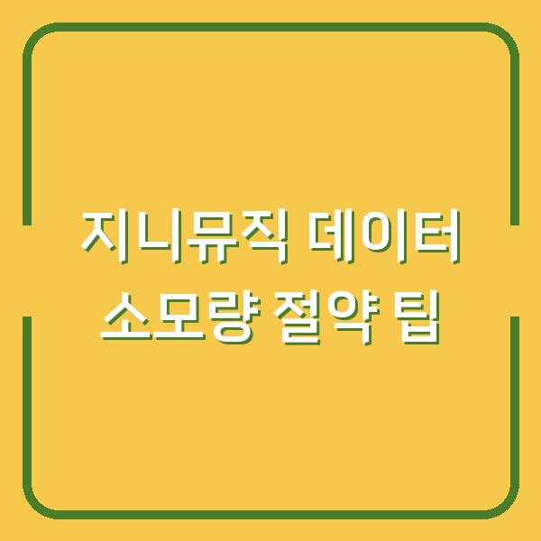 지니뮤직 데이터 소모량 절약 팁