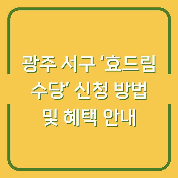 광주 서구 ‘효드림 수당’ 신청 방법 및 혜택 안내