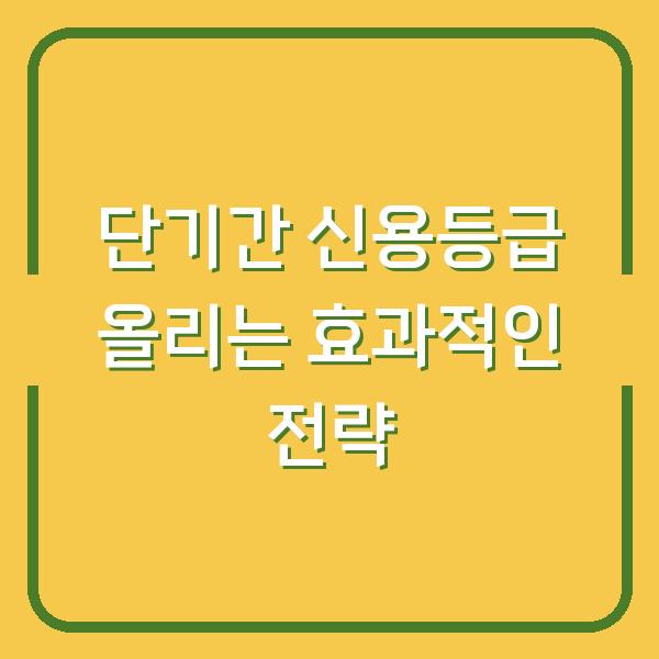 단기간 신용등급 올리는 효과적인 전략