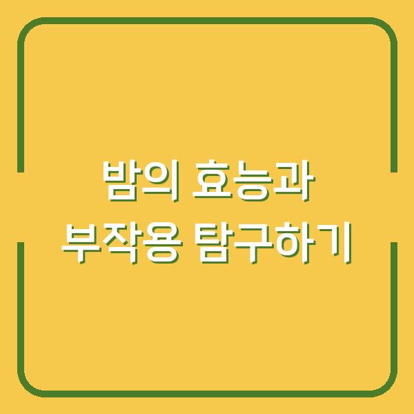 밤의 효능과 부작용 탐구하기