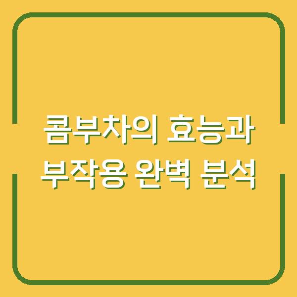콤부차의 효능과 부작용 완벽 분석