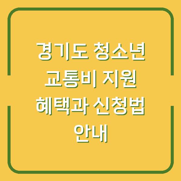 경기도 청소년 교통비 지원 혜택과 신청법 안내