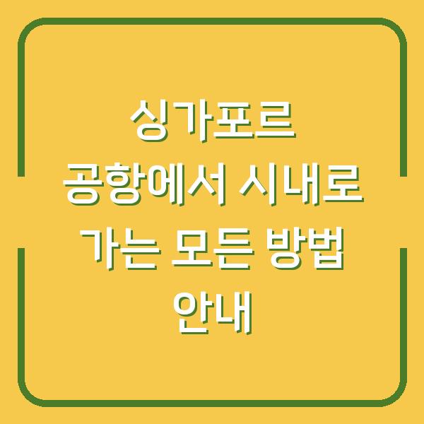 싱가포르 공항에서 시내로 가는 모든 방법 안내