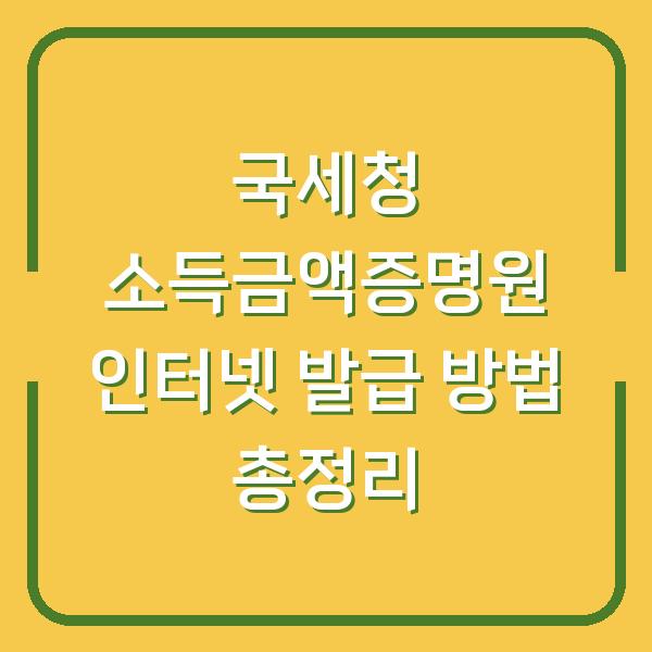 국세청 소득금액증명원 인터넷 발급 방법 총정리