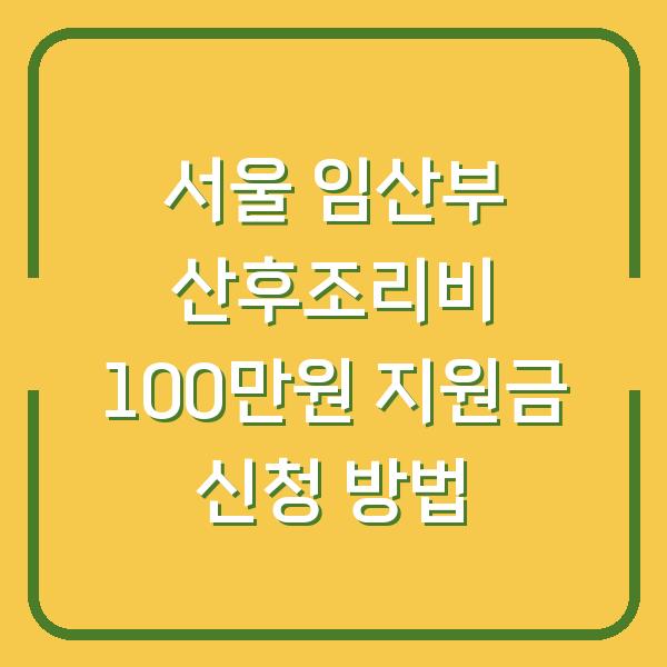 서울 임산부 산후조리비 100만원 지원금 신청 방법