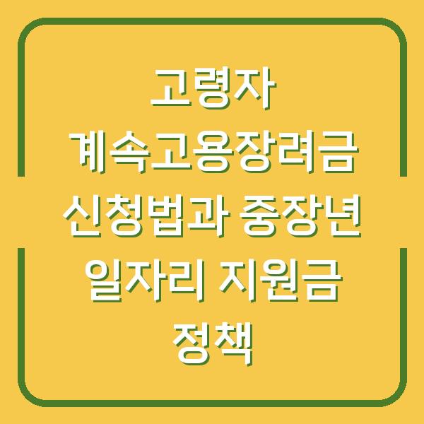 고령자 계속고용장려금 신청법과 중장년 일자리 지원금 정책