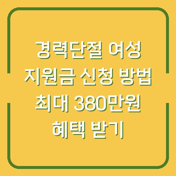 경력단절 여성 지원금 신청 방법 최대 380만원 혜택 받기