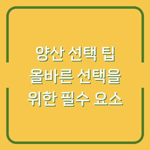 양산 선택 팁 올바른 선택을 위한 필수 요소