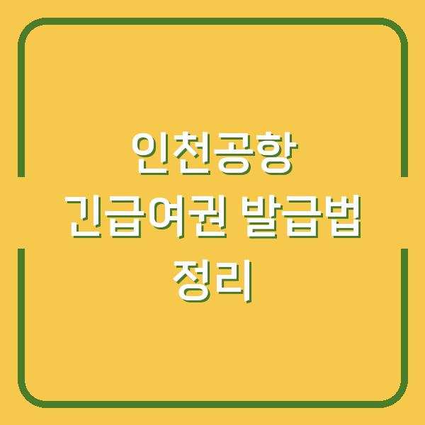 인천공항 긴급여권 발급법 정리