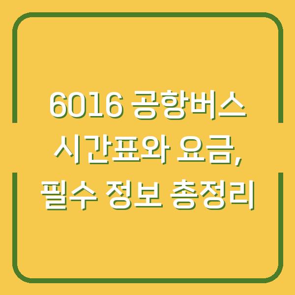 6016 공항버스 시간표와 요금, 필수 정보 총정리