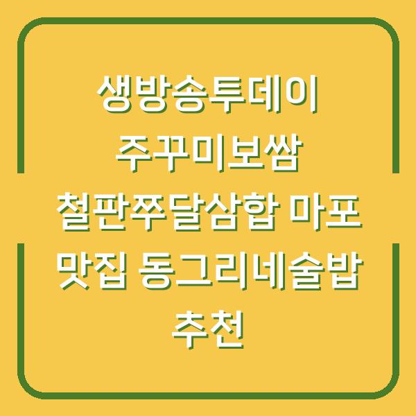 생방송투데이 주꾸미보쌈 철판쭈달삼합 마포 맛집 동그리네술밥 추천